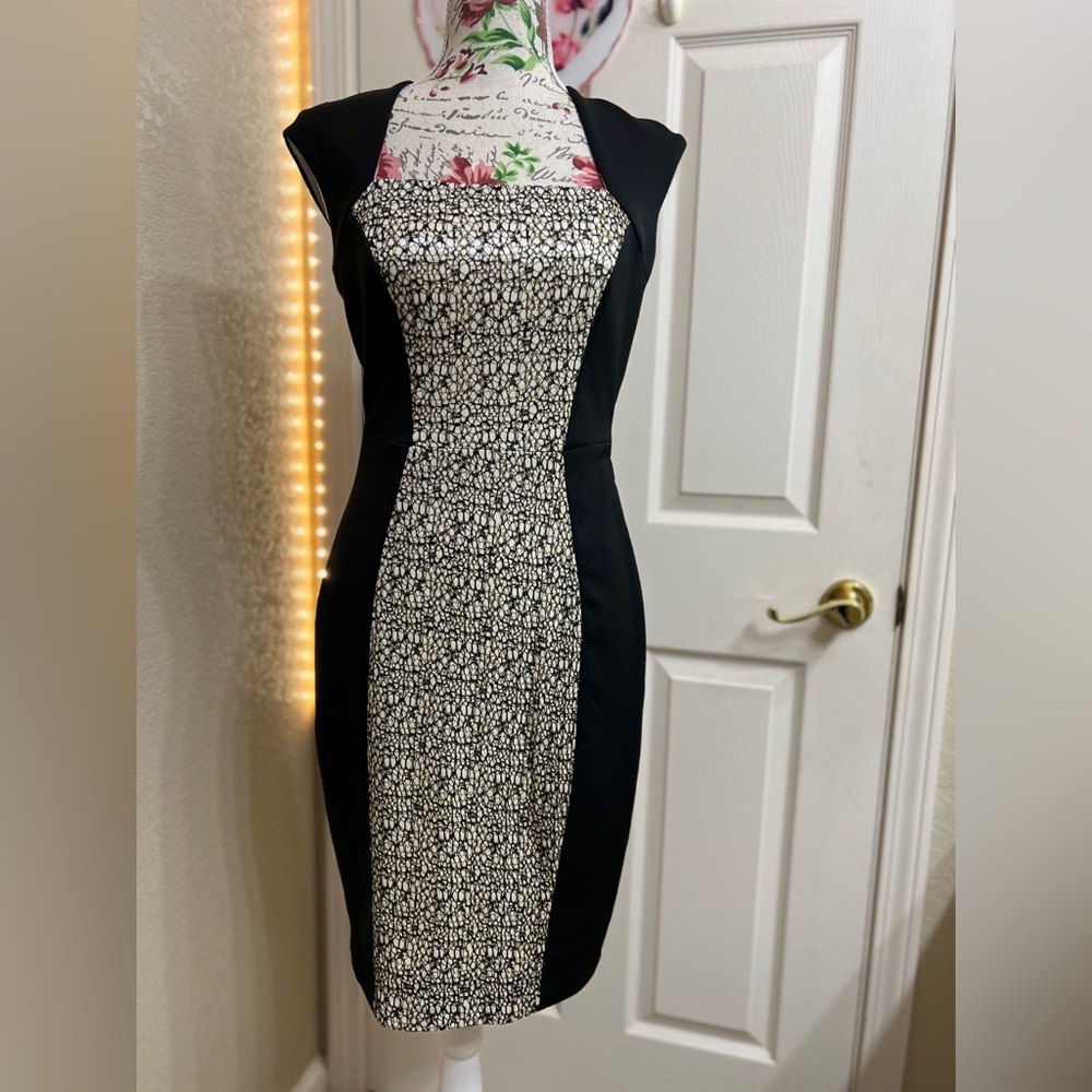 Jax Black and Cream Midi Dress